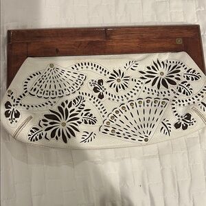 White and Brown Cutout Clutch